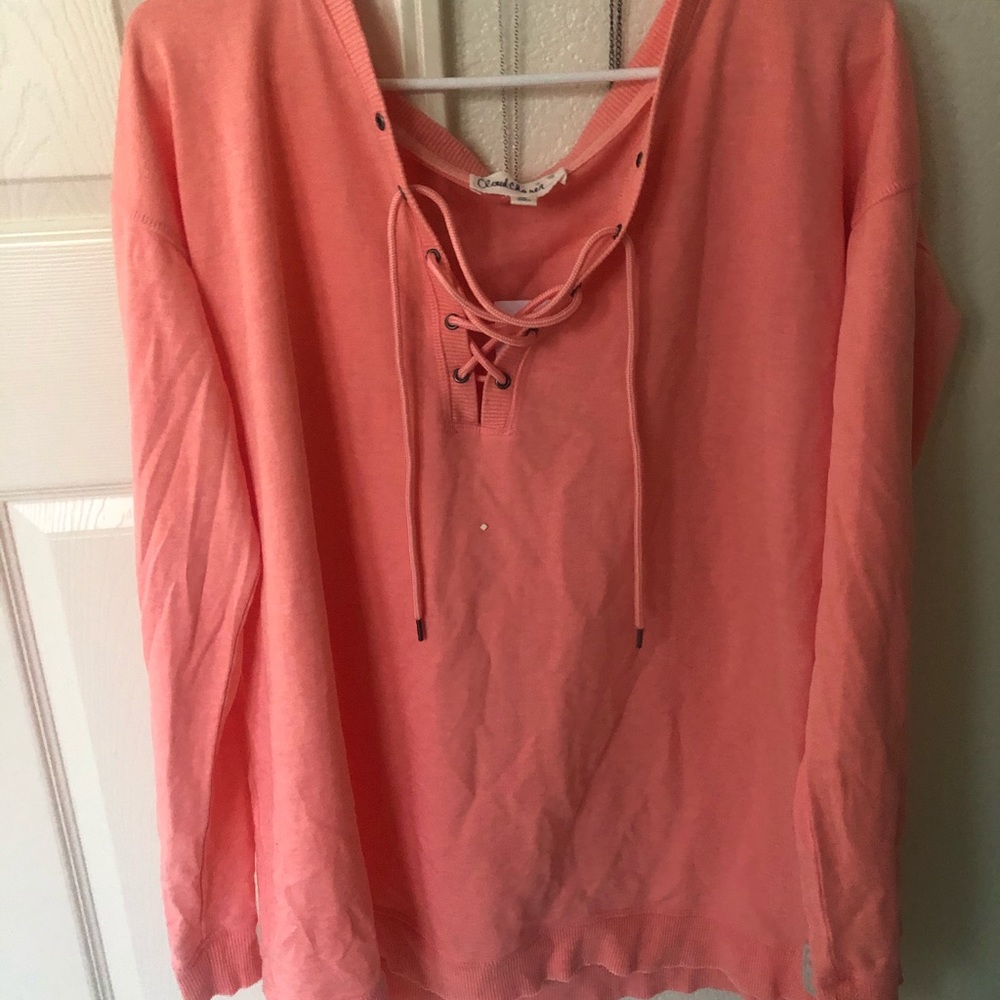 Salmon Pink Sweater with laces